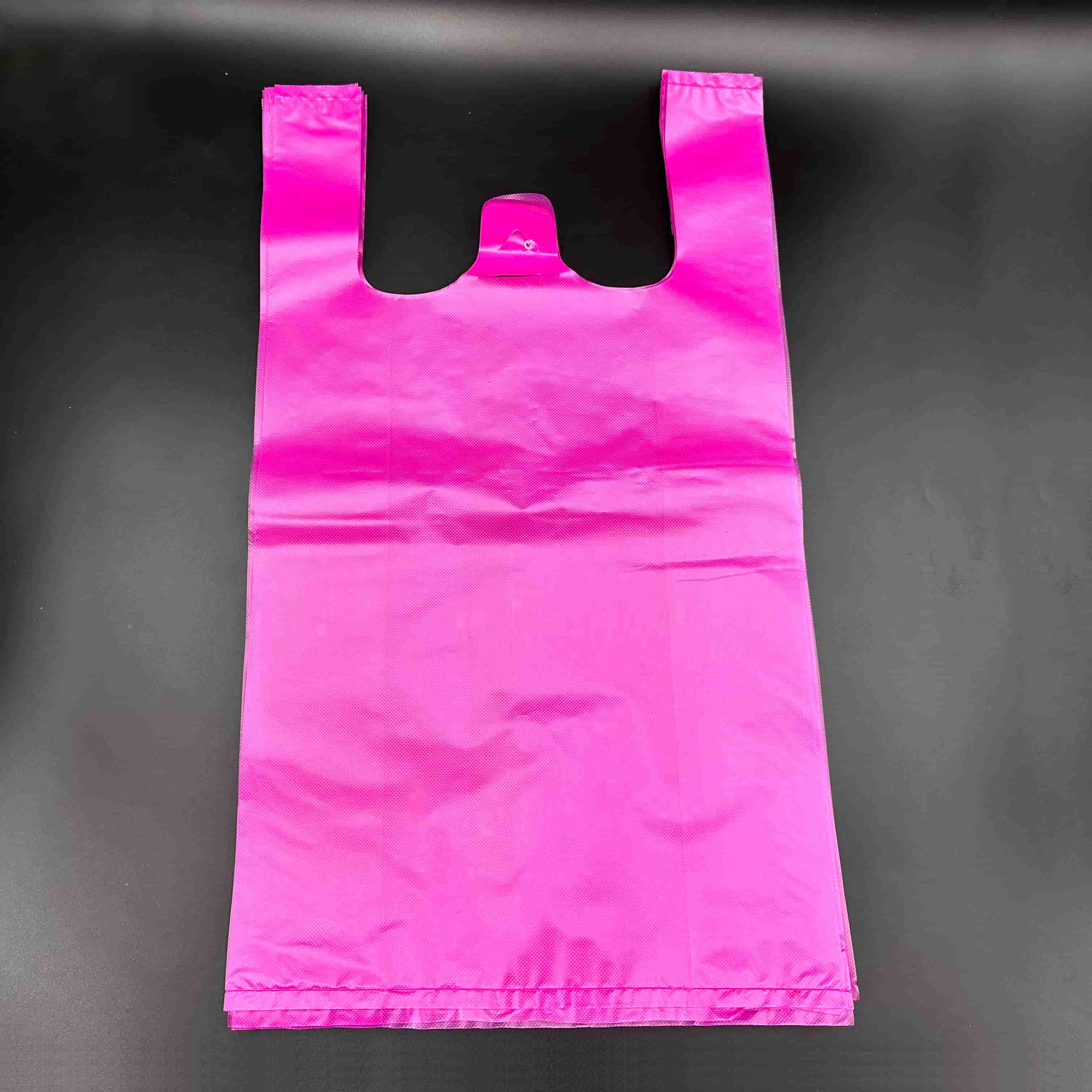 Portable Dark Pink Color  Plastic T-Shirt Bag
