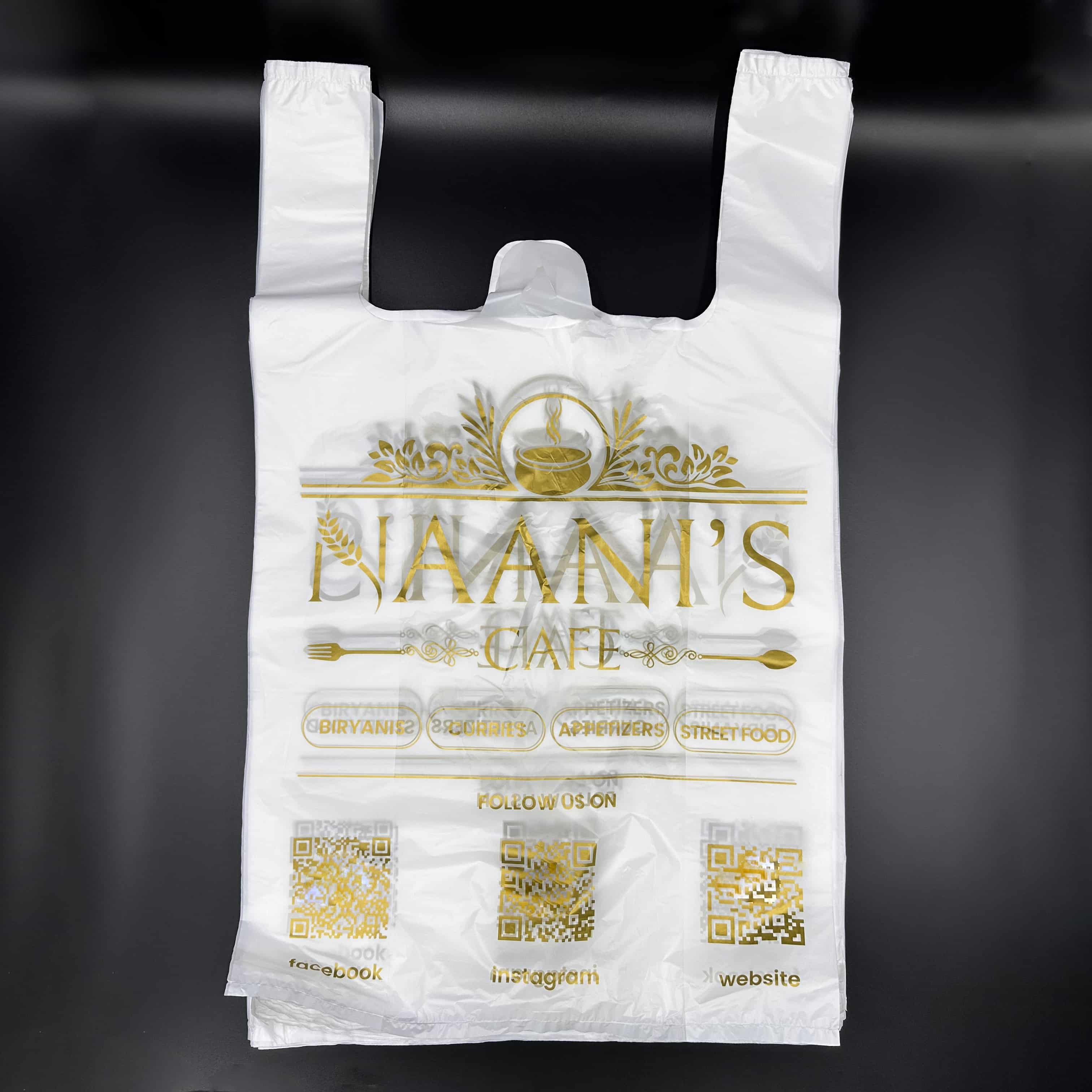 Plastic Vest Bags With Golden Logo Print