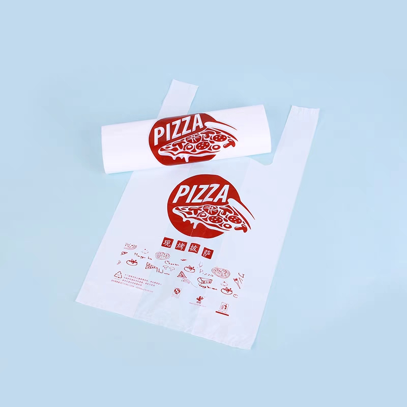 Robust Handle-equipped Plastic Bags for Pizza Take Away Packaging