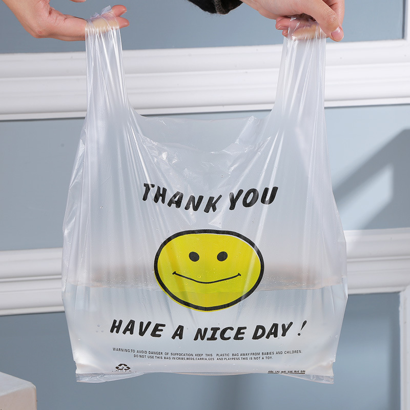 T-shirt Plastic Bag with Smile Face Print