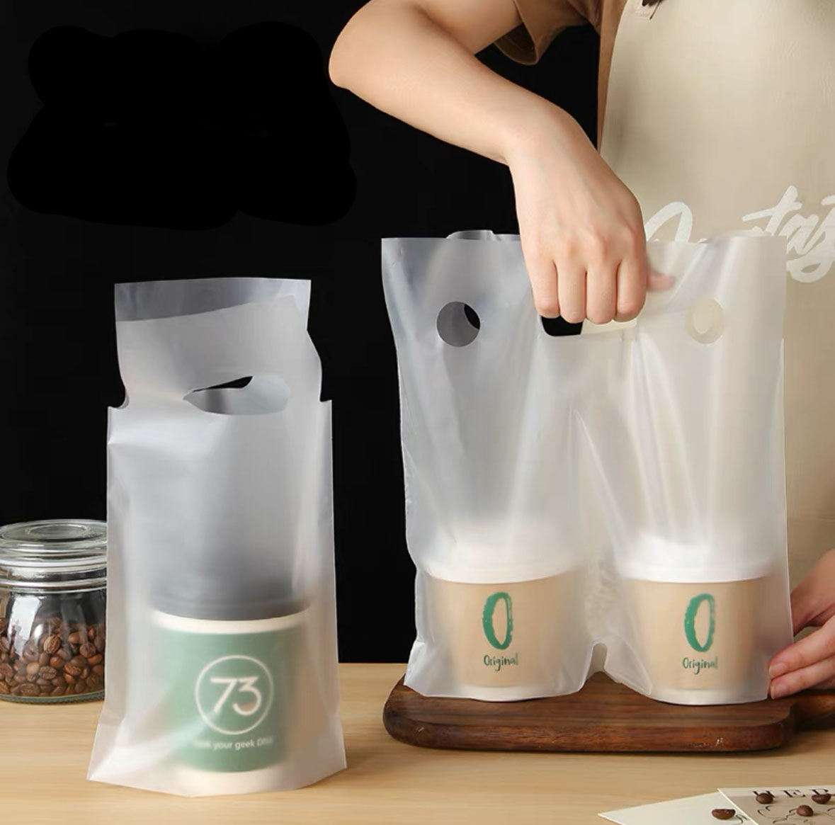 Plastic Takeaway Drink Cup Bag