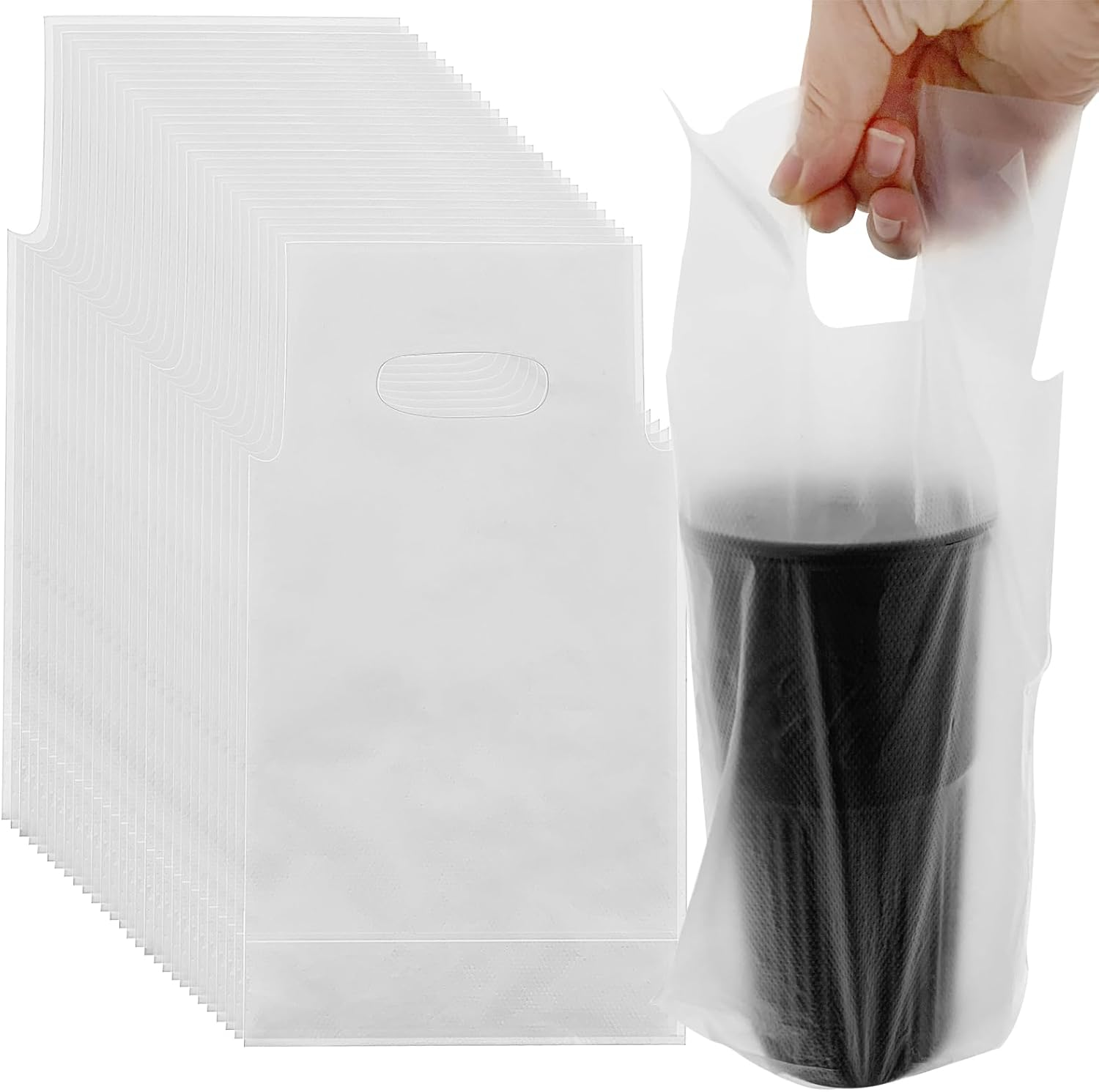Plastic Bag for Beverage Cup with Handle