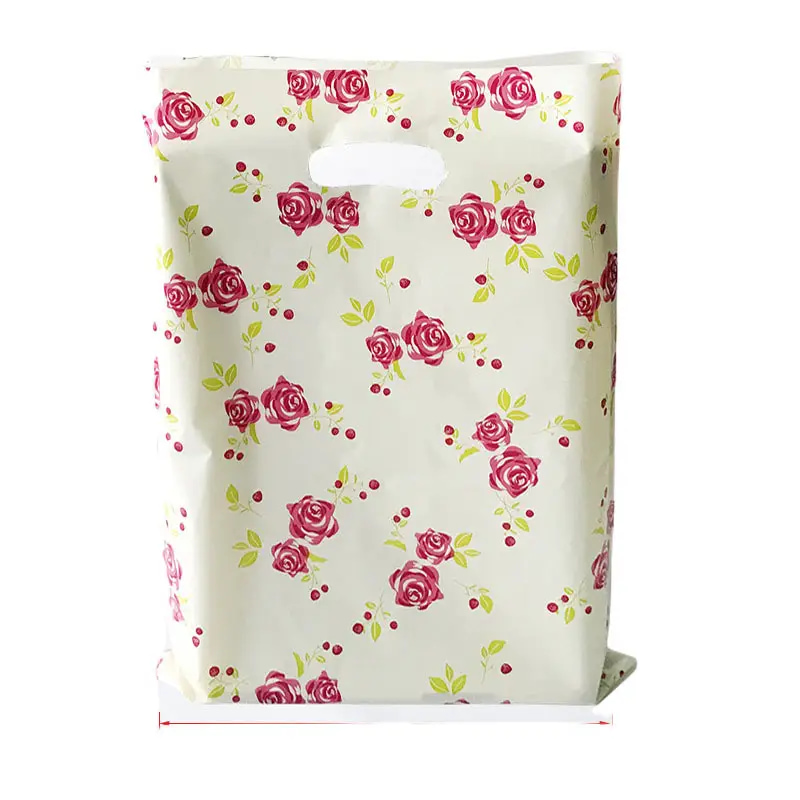 Flower print  Biodegradable Cheap Die Cut Plastic Shopping Bag