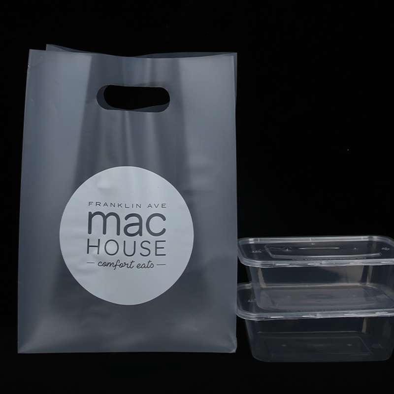 Beverage Carry Out Clear Die Cut Plastic Bags